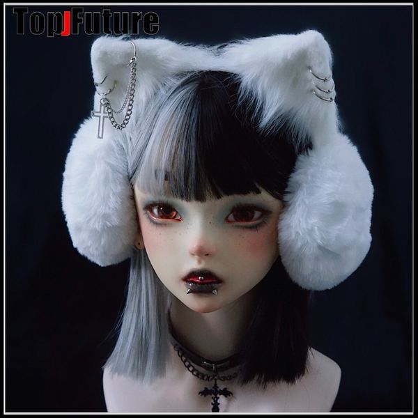 Cache-oreilles Harajuku Punk Fille Femmes En Peluche Chat Aile De Chauve-Souris Cache-oreilles Gothique Femmes Lolita Warmer Muff Cover Cross Fold Bandeau 221110