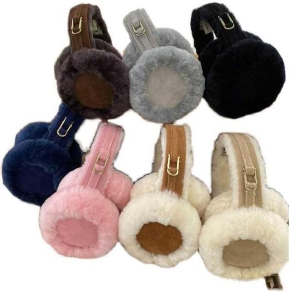 Cache-oreilles de styliste en fourrure de mouton, avec boucle en métal, couvre-oreille polyvalent, chauffe-oreille d'hiver, cadeau pour femmes et hommes