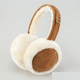 Cache-oreilles chauds en peluche imitation fourrure unisexe style doux couleur pure mode pliable doux simple réglable accessoires d'hiver Dhwhm
