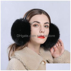 Cache-oreilles Femmes Hommes Hiver Chaud Véritable Véritable Fourrure De Renard Cache-oreilles Protection De L'oreille Doux Muff Drop Livraison Accessoires De Mode Chapeaux, Foulards Dholp