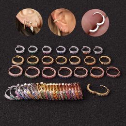 Piercing En La Oreja Pendientes De Aro Hugge Joyería Con Micro Incrustaciones De Circonita Cúbica Helada De Colores Piedra Cz Circular Creativo Simple Cartílago Anillo De Hueso Del Oído Para Hombres Mujeres