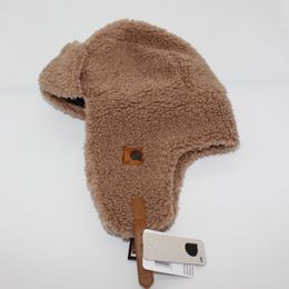 Chapeaux de trappeur de protection des oreilles, chapeaux d'hiver solides de styliste en laine d'agneau, casquettes de luxe chaudes pour hommes