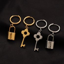 Oorsteker 18K verguld luxe merk ontwerpers Letters Stud Clip Chain Key Lock roestvrij staal geometrische beroemde vrouwen 925 zilveren oorbel bruiloft partij juwelen