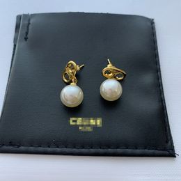 Oorbuien oorbellen voor vrouwen celi 18k gouden vergulde oorbel luxe merkontwerpers brief overdrijven klassieke parels ketting bruiloftsfeestje sieraden