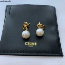 Oorbuien oorbellen voor vrouwen celi goud vergulde oorbel merkontwerpers brief overdrijven klassieke parels ketting bruiloftsfeestje sieraden hlx6