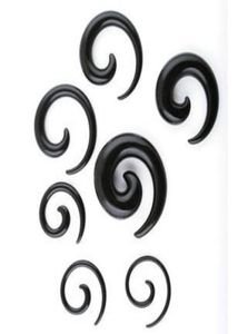 Tunnel d'oreille P31, 100 pièces, mélange de 8 tailles, bijoux de corps en acrylique noir, bouchon d'oreille conique en spirale, 3176197