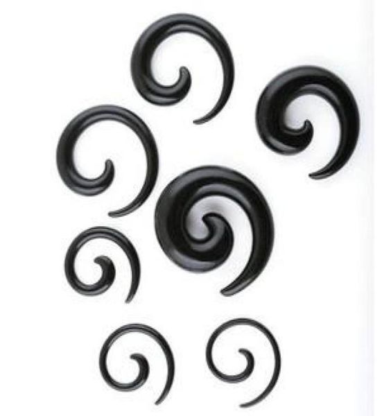 Tunnel d'oreille P31 100pcs mélange 8 taille de corps en acrylique noir bijoux en spirale oreille bouche d'oreille 7738533