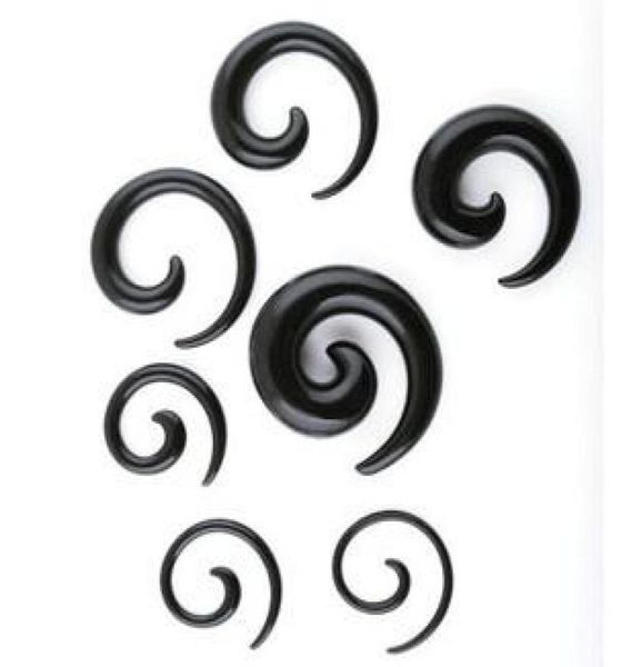 Tunnel d'oreille P31 100pcs mélange 8 taille de corps en acrylique noir bijoux en spirale oreille d'oreille plug 6464977
