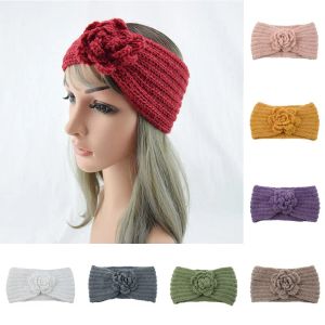 Oorwarmer gehaakte bloemenhoofdband breiwol elastische brede haarband voor vrouwen effen kleur wintermode haaraccessoires