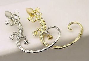 Earcuff Mode Oor Manchet Rhinestone Oorbellen Oor Manchet Luxe Gouden Verzilverd Overdreven Gecko Lizard Stud Oorbellen Sieraden Crystal