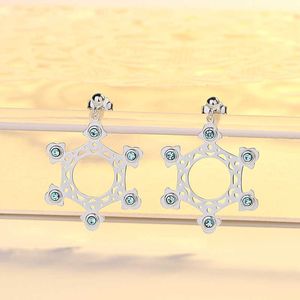Ooringen 925 Sterling Silver Star Sky Ferris Wheel oorbellen vrouwelijke Koreaanse versie Fashion zeshoekige diamanten sieraden