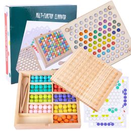 Early Educational Montessori Wooden Board Clip Toys Rainbow Color Coordination Eye Hand Puzzle Perle jeu