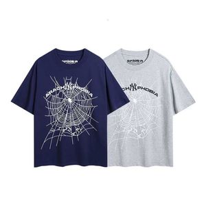 Vroege lente nieuwe Sp5DER100 puur katoenen paar korte mouwen zomer niche trendy merk unieke T-shirt losse ins