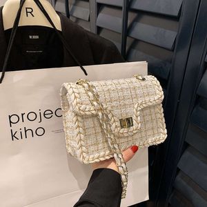 Vroege lente nieuwe trendy en modieuze ketting unieke textuur weven slotgesp kleine vierkante tas crossbody schouder directe verkoop in de fabriek