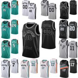 Verdiende basketbal icoon klassiek gedrukt Jesaja Roby Jersey Jeremy Sochan 10 Blake Wesley 14 Malaki Branham 22 Doug McDermott 17 Josh Richardson 7 Black Green Edition