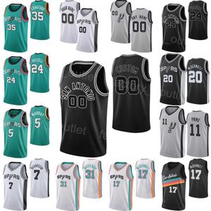 Ic￴ne de basket-ball gagn￩e classique imprim￩ Isaiah Roby Jersey Jeremy Sochan 10 Blake Wesley 14 Malaki Branham 22 Doug McDermott 17 Josh Richardson 7 Black Green Edition