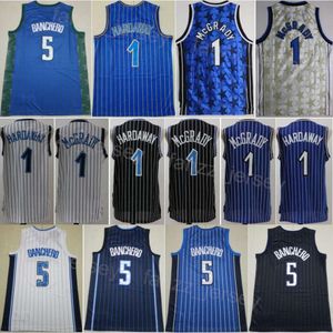 Verdiende basketbal Retro Penny Hardaway Jerseys City Paolo Banchero 5 Tracy McGrady 1 Vintage Man Allemaal gestikt Statement Klassiek Ademend Team Zwart Blauw Wit