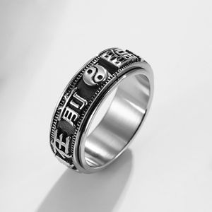 Ernstig advies Retro Woord Letter Roterende Ring Roestvrij Staal Angst Relief Draaibare Ringen Band voor Mannen Mode-sieraden