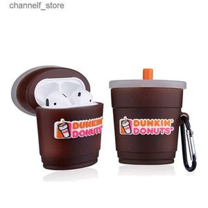 Écouteurs 3D mignon Dunkin Donuts bouteille étui pour écouteurs pour Airpods 1/2/3 2021 couvercle de boîte de chargement de casque en Silicone pour Airpods ProY240322