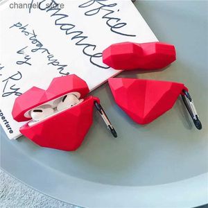 Oortelefoonaccessoires 3D Diamond Lovely Heart Cute Headset Zachte siliconen Oortelefoonhoes voor Airpods 1 2 Draadloze oplaadhoes voor Airpods Pro 3Y240322