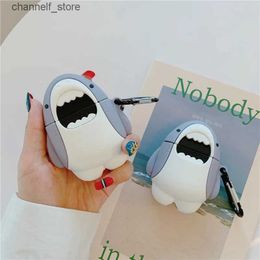 Accessoires pour écouteurs Étui mignon de requin de dessin animé pour Airpods Housse de protection pour écouteurs sans fil en silicone pour Air Pods 2 Étui souple Boîte de protection pour Airpods 2Y240322