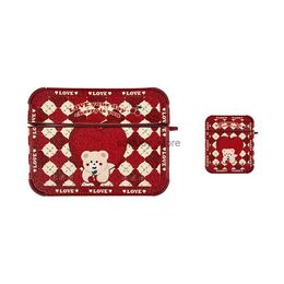 Accessoires d'écouteurs Boîte de rangement à réseau rouge Chherry Protecteur de tas pour AirPods 1 2 Pro 3 Couvercle de charge Bluetooth Shelicone en silicone à coque Bluetooth Q240415