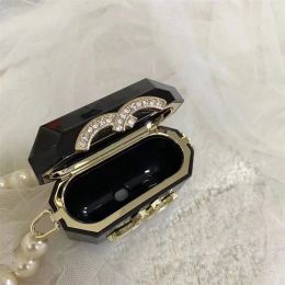 Accessoires pour écouteurs Créateurs de mode avec étuis Sac Casque classique Accessoires sans fil Casual Luxe Bluetooth Casque avec chaîne de perles 231129