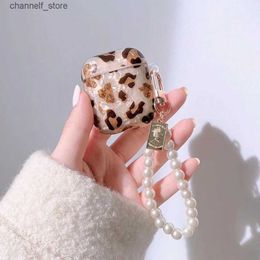 Accesorios para auriculares para AirPods 1/2 Funda airpod pro Funda de lujo para auriculares con estampado de leopardo Funda Air Pods con lindo llavero Funda para auriculares FundasY240322