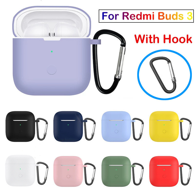 Earphone Accessories Silicone Headphone Case for Xiaomi Redmi Buds 3 Protective Shell Cover Buds3 with Hook 230918