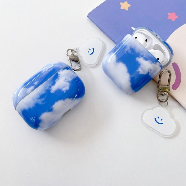 Écouteur des écouteurs pour AirPods 3 Blue Sky White Clouds Couverture de casque en silicone pour Apple Air Pods Pro Eorersbuds Cas Accessoires NOUVEAU