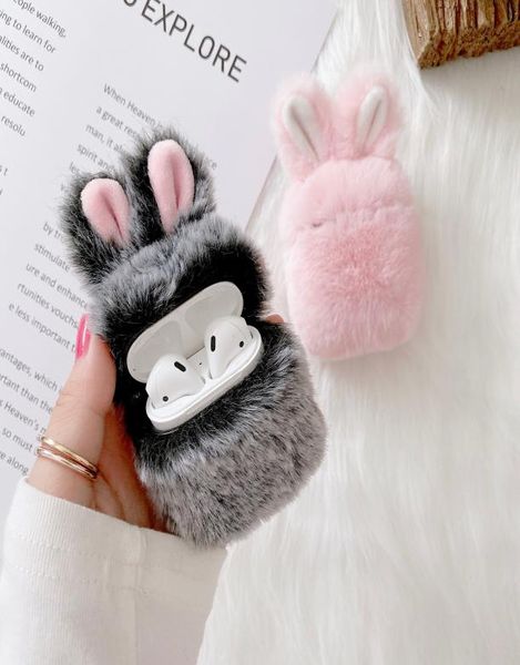 Écouteur des écouteurs pour Apple Airpods Pro Case Rabbit Ears Furry Case pour AIR PODS Pro 1 2 Coiffes de fourrure de fourrure chaude et moelleuse 5226493