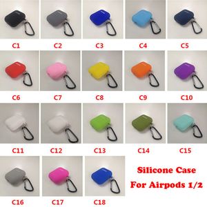 Étuis pour écouteurs coque en silicone souple pour AirPods 1/2/3 Mini mince housse pour casque sans fil Bluetooth Pro 4 avec crochet en métal
