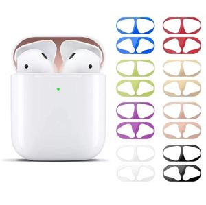 Accesorio de cubierta de auriculares, funda protectora de Metal contra polvo, pegatina protectora de piel para Apple AirPods 1 2