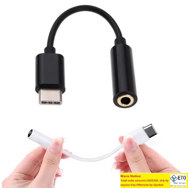 Adaptador de conector de auriculares para auriculares Cable convertidor Tipo c a Adaptador de conector auxiliar de audio para Samsung Note 8 S8 con bolsa de opp para HTC LG