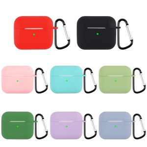 Oortelefoonbeschermer Zachte siliconen hoesjes voor AirPods 3 Bluetooth-oortelefoonhoezen voor Air pod AirPod 3 Gen 3gen Siliconen rubberen hoes met haak Karabijnhaakketting