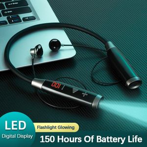 Auriculares 150 horas de reproducción Auriculares Bluetooth Auriculares inalámbricos Venta al por mayor Linterna impermeable Correr por la noche Auriculares con banda para el cuello Tarjeta Tf