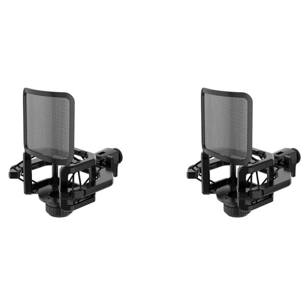 Écouteurs 2X support anti-choc pour Microphone avec filtre de Microphone pare-brise réduire le bruit écran Anti-Vibration Stable installation facile noir