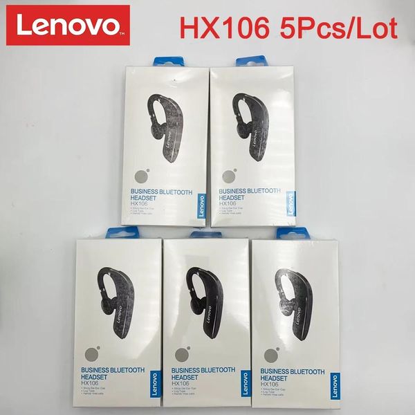 Headphones 5 uds Lenovo HX106 auriculares HD llamada gancho para la oreja inalámbrico Bluetooth 5,0 auriculares para estéreo Hifi tapones para los oídos de conducción con micrófono