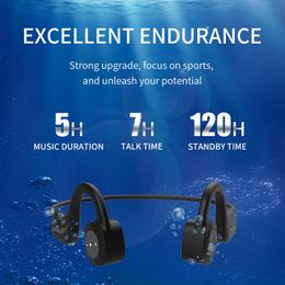 Écouteurs Aikswe Bone Conduction Headphones Bluetooth Earphone Wireless 8 Go IPX8 Musique mp3 imperméable Natation de la musique de plongée Sport