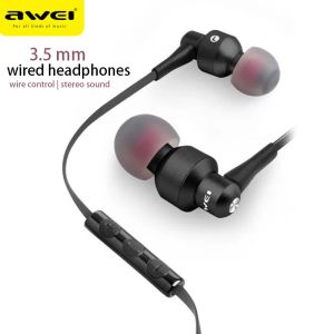 Écouteurs Awei Es50ty Inear casque 3.5mm filaire écouteurs avec micro métal Hifi stéréo basse sport casque pour PC téléphone portable ordinateur portable Mp3