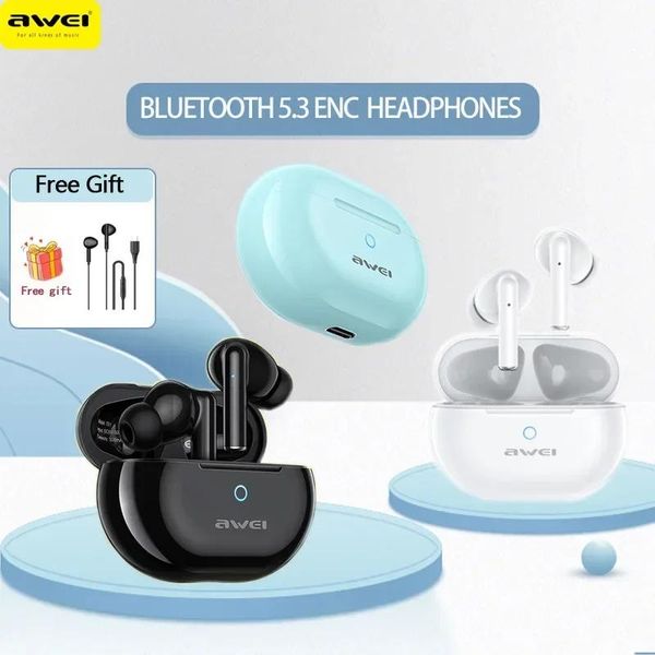 Écouteurs Awei T61 ENC sans fil Bluetooth 5.3 écouteurs avec micro TWS écouteurs IPX6 casque étanche sport casque Gamer livraison gratuite