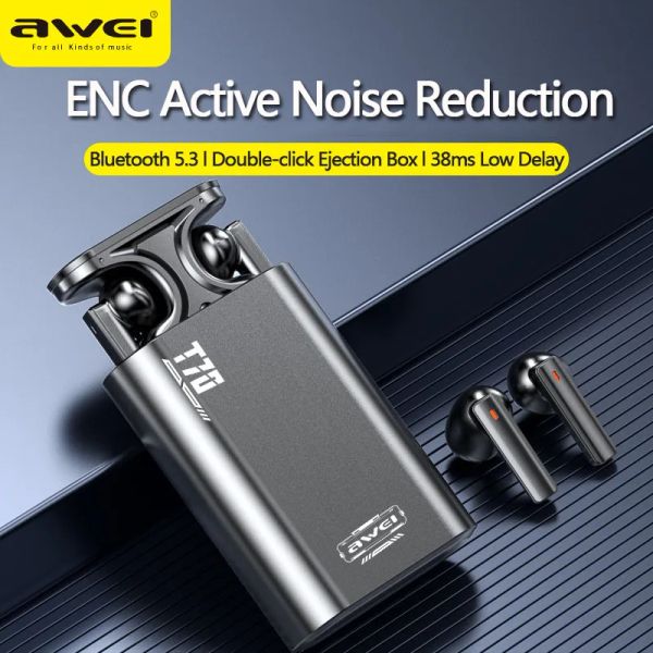 Écouteurs awei t70 Bluetooth 5.3 écouteur sans fil écouteur touche le casque électrique Sports ENC TWS Écouteurs avec micro 800mAh