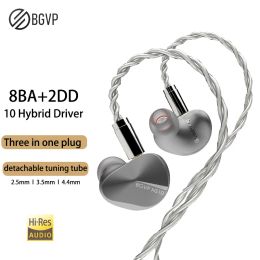 Écouteurs BGVP NS10 8BA + 2DD 10 Driver hybrides EVOTPHONES EN ÉCHEUR HIFI HIFI MÉTAL MUSIQUE MMCX Câble détachable