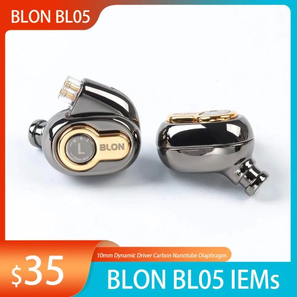 BLON BL05 InEar filaire HIFI écouteurs 10mm pilote dynamique carbone nanotube diaphragme casque avec 0.78mm 2Pin câble détachable