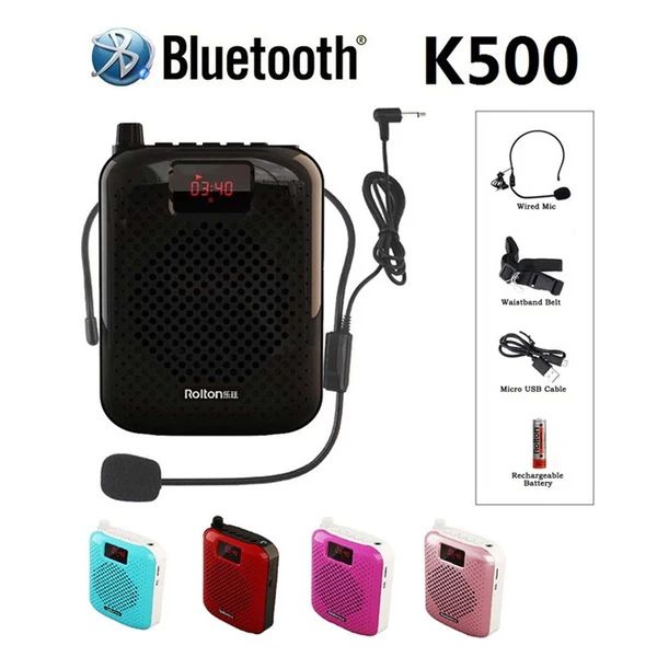 Écouteurs Bluetooth Loudspeaker Portable K500 Highpower Enceintes Megaphone avec casque filaire Microphone USB Charge pour l'enseignement