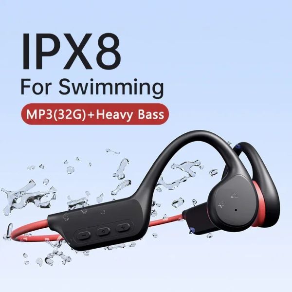 Écouteurs Conduction en os Écouteurs Bluetooth Wireless IPX8 Imperproofroping MP3 Player HiFi Earhook Headphone avec micro Mic Natation Earbud