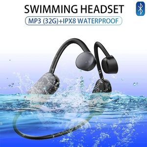 Auriculares Auriculares de conducción ósea IPX8 Auriculares para natación a Prueba de Agua MP3 Incorporado 32G Auriculares Bluetooth con micrófono para Deporte Ciclismo Conducción