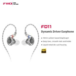Auriculares FIIO FD11 Auriculares Inarphones Alto rendimiento Dinámico bajo Dinámico IEMS Aurictos con cable desmontable de 0.78 mm