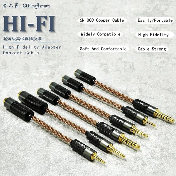 Adaptateur HIFI en cuivre OCC 6N 4.4mm à 3.5mm 2.5mm mâle équilibré à 4.4mm femelle équilibré adaptateur casque XLR 4 broches