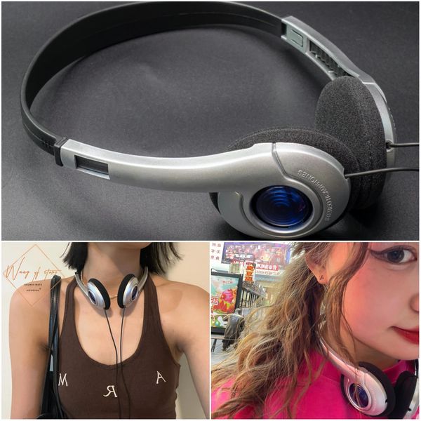 Écouteurs casque rétro Compact avec Microphone, Stock des années 80, noir, mode INS, casque de Style japonais, noir argent